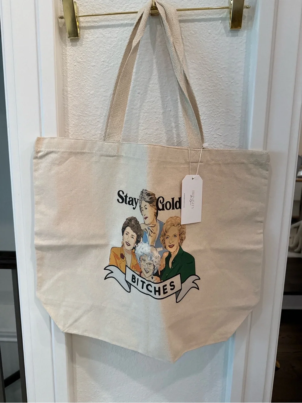 Golden Girls Stay Golden Bitches Oversized Canvas Tote Bag NWT